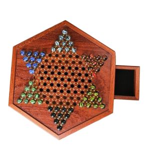 Sets Classic Wooden Board Game Chinese Checkers Fine Chessboard 6 Color Glass Marbles Fun Multiplayer Set