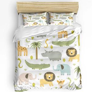 Bedding Sets 3pcs Set Cartoon Animal Alligator Elephant Giraffe Duvet Cover Pillow Case Boy Kid Teen Girl Covers