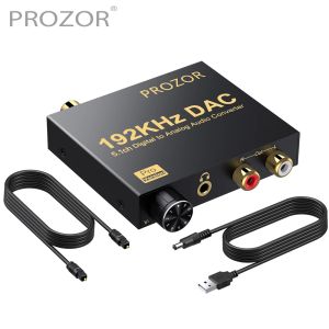 Converter Prozor 192KHz Digital till analog ljudkonverterare kompatibel med AC3 DTS 5.1CH DAC Converter Optical Coaxial till RCA 3,5mm Jack