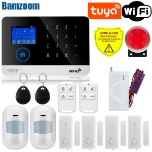 Kit Wireless WiFi GSM Home Security Alarm System med rörelsessensordetektor för Tuya SmartLife App Works Alexa Google