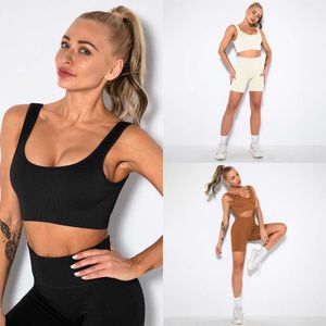 Lu Align Woman Suit Algin Women Set Sports Suit Gym Fitness Bra Shorts Stretch Lady ActiveWear Running Crop Tops Korta leggings Färger Justera Gymkläder Lemon Woman La La