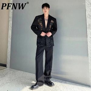 Men's Tracksuits PFNW Personalized Jacquard Suit Straight Leg Pants Trend Twopiece Set Summer Shirt Menwear Turn-down Collar Long Sleeve