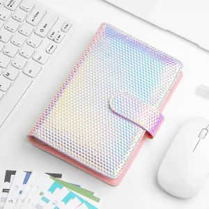 Notböcker A6 Glitter PU Budget Bindemedel Gratis frakt Kuvert Planner Organisator System med tydliga blixtlåsfickor Kostnad Budgetark Ny