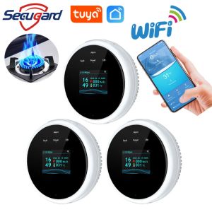 Detektor Tuya WiFi Gas Detector LPG Natural Gas Leak Alarm Detectors LED DISPLAY SMART HOME LEAKAGE SENSOR POCHEOM