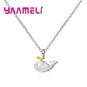 Pendant Necklaces Cute Animals Small Whale Shape Necklace 925 Sterling Silver Collar Simpel Desigh Jewelry Accessories Birthday Gifts