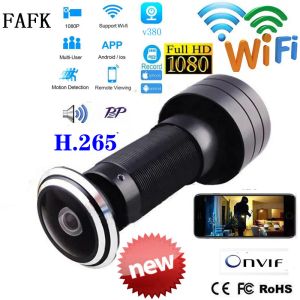 Kameror V380 Door Eye Hole Security 1080p HD 1,7 mm Lens vidvinkel Fisheye CCTV Network Mini Peephole Door WiFi Camera P2P Onvif