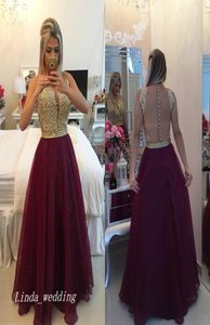 2019 Bourgogne Wine Red Long Prom Dress Sexig Sheer Chiffon Applique Lace Special Endan Dress Party Dress Plus Size Vestido de Fe7902349