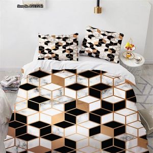 Defina a cama criativa Padrão de marmoreio criativo Têxtil 3D de impressão digital de impressão digital Passagem Decorativa Decorativa