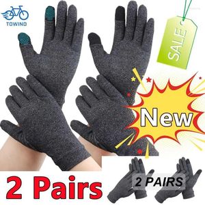 Cykelhandskar 2/1Pair Compression Arthritis Premium Arthritic Joint Pain Relief Handterapi Full fingrar