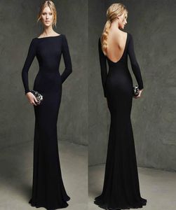 Slimfit black spandex formal evening dress long sleeve sexy backless neckline small fishtail brand new customization4471189