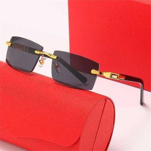 デザイナーサングラス10％オフ高級デザイナーNew Men's and Women's Sunglasses 20％Off Frameless Plate Fashion Business Squar