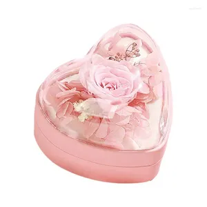 Hediye sargısı korunmuş gül kutusu kalp şeklinde dekor romantik anlar için çiçekler kız arkadaşı eş anneler