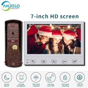 Intercom Anjielosmart 7Inch HD Video Intercom Camera Doorbell With Motion Detection Night Vision Security 1200tvl med DND -läge för hemmet