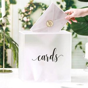 Hediye Sarması Akrilik Düğün Kartı Mektubu Zarf Kutusu Kilit Para Kılıfı ile Resepsiyon için Temiz Kutu S masa dekoru