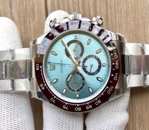 Мужские часы наблюдают за мужчинами LCE Blue Dial Chronograph Automatic Cal4130 Chrono Spepwatch 904L Стальная керамика KIF Shock Apporber Sport E9833088
