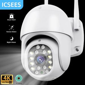 Kameras iCSee WiFi IP -Kamera 8MP 4K CCTV -Überwachungskameras 5x Zoom Outdoor 5MP Wireless PTZ Camera Auto Tracking AI Human Detect