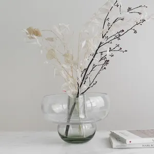 Vaser kreativt dubbel lager transparent glas vas fiskskål allt-i-ett ornament hem vardagsrum entré matbord blommor ware