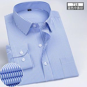 Camicie da uomo camicie a maniche lunghe a maniche lunghe in un abbigliamento formale di alta qualità a strisce non ferro primaverili di alta qualità