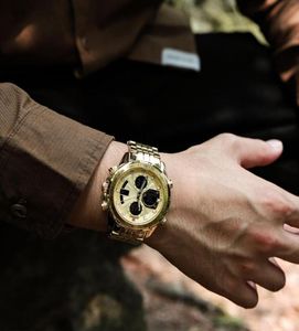 Нарученные часы Naviforce Luxury Gold Watches Men039s военный спортивный водонепроницаемый подсвет
