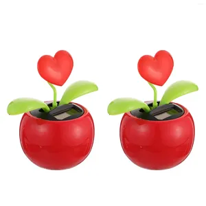 2PCs Solar Dancing Figuras Power Flower Heart Swinging Dançarina para Decoração de Mesa do Painel de Office de Carro