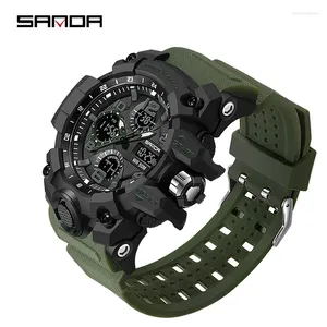 Wristwatches SANDA G Style Sports Military Men's Watches Waterproof Dual Display Quartz Wristwatch For Male Clock Stopwatch Relogios