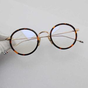 2024トップデザイナー10％オフ高級デザイナーNew Men's and Women's Sungrasses 20％OFF TB Round Glasses TB906 Net Red同じミディアムゴールド眼鏡フレーム