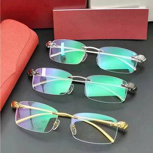 Classic Colourchanging Antiblue Light Glasses Mens Computer Halfrimmed Rimless Myopia 240322