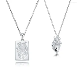 Pendenti China personalizzano coppia rettangolo cardiaco collana a ciondolo 925 in argento sterling