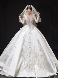 Abiti 2024 abiti da sposa scintillanti di lusso abiti da sposa abiti da sposa arabo pieghe senza maniche dubai