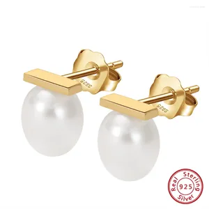 Orecchini per borchie 925 Sterling in argento in oro 14k oro naturale a barco di perla barocca per perle di perle di perle per il matrimonio delle donne