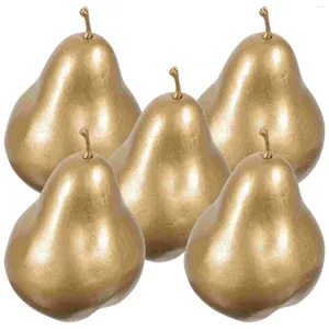 Decoração de festa 5 PCs Simulação Modelo de pêra Frutas de frutas artificiais para peas falsas de peas faux alimentos de espuma realista mini ouro