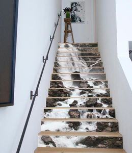 13PCSSET DIY 3D階段ステッカー滝の階段ステッカー床壁の装飾デカールステッカーリビングルーム装飾6298917