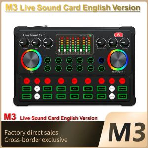 Utrustning Trådlös BT5.0 Extern mixer Sound Card Buller Reduction för live streaming Broadcasting KTV Singing Recording 48V MIC