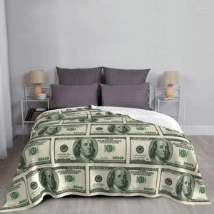 Blankets Dollar Blanket Fleece Winter Money Portable Lightweight Throw For Bedding Bedroom Rug Piece