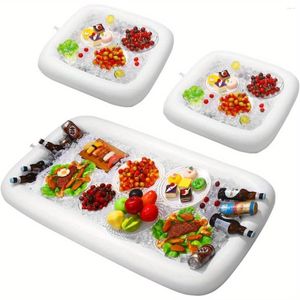 Plates Inflatable Service Bar Salad Ice Tray And Beverage Container Suitable For Barbecue Picnics Swimming Pools Parties