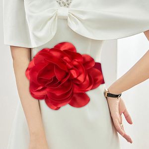 Pasy Wszechstronna czerwona dekoracja kwiatów z szerokim paskiem elastyczne damskie akcesoria i rozszerzone SK