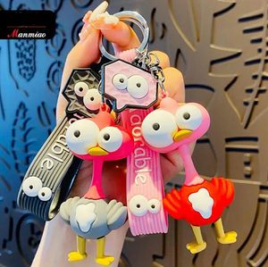 Creativity Fashion Keychain Key Buckle Bag Car Handmade Man Woman Loves Purse Bags Keychains PVC Cartoon Big Eye Ostrich Doll Pendant Accessories