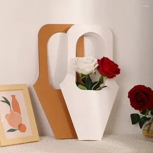 Подарочная упаковка 1PC Ручка Kraft Paper Bags Clowers Curting Packaging Boxes для домашней свадьбы