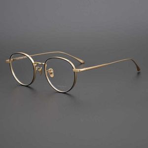2024 10% OFF Luxury Designer New Men's and Women's Sunglasses 20% Off High beauty delicate style gold pure titanium high-grade glasses round thick large frame small face