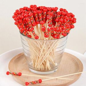 FORCHI FORCHI 100 pezzi da 12 cm in bambù usa e getta raccoglie cocktail di frutta cocktail fatti fatti a mano per le forniture da picnic decorazioni forcella bento