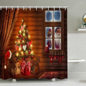 Shower Curtains Dwarf Christmas Tree Bathroom Curtain Snowman Santa Claus Polyester Waterproof Fabric Decora