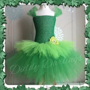 Dziewczyna sukienki dziewczyny zielone 2layers ciasto tutu sukienki dla dzieci szydełka tiulowa suknia balowa z Daisy Flower Children Costume Costume