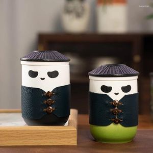 Tazze da 300 ml di ceramica creativa panda tazza di latte da tè tazza da caffè con filtro cover simpatici regali di compleanno amanti dei cartoni animati set per amico