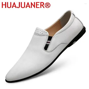 Casual Shoes White Loafers Men Genuine Leather Moccasins Boat Slip On Mens Driving Loafer Soft Male Flats