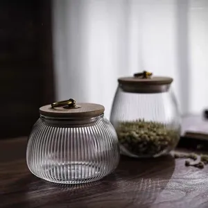Storage Bottles Luxury Pretty Clear Glass Food Tea Spice Herbs Coffee Bean Can Container Jars With Bamboo Lid Airtight Canisters Sets