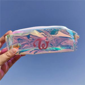 Bags 1pcs KPOP TWICE Laser pencil case transparent Kpop Twice pencil bag Feels Special