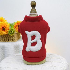 Dog Apparel 1PC Pet Clothing Cat Spring And Autumn Plush Thickened Warm Letter Solid Red Coat Suitable For Small Medium Sized Dogs