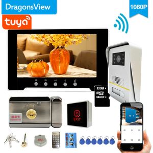 Intercom DragonsView 1080Pホーム用WiFiインターコムシステム7インチワイヤレスビデオドアフォンインターコム電子ロックTUYAアプリリモコン