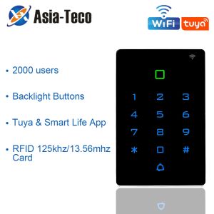 Kits RFID Access Control Keypad with Cover WiFi Tuya App Rainproof Keyboard Controller Reader Touch Backlight Door Opener WG26 Alarm