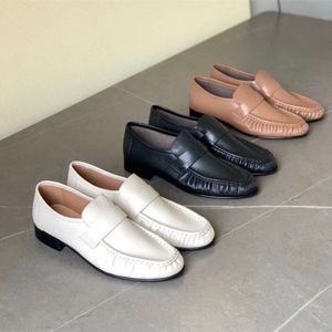 The White Row Super Eel Selp Skin Pattern Shoes Lefu For Women 2024 Novo Couro Genuíno Francês Viando sapatos simples para mulheres